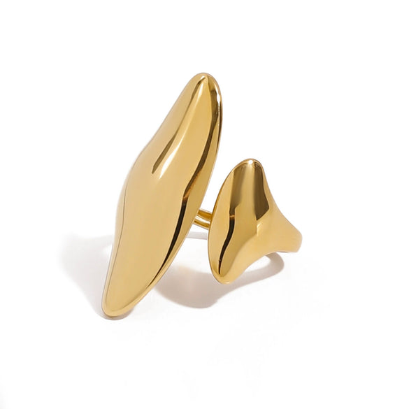 Wholesale Stainless Steel Irregular Adjustable Opening Ring With Geometric Design And Electroplating For Women
