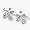 Wholesale Stainless Steel Irregular Flower Earrings With Vacuum Plating For Women Sweet Style