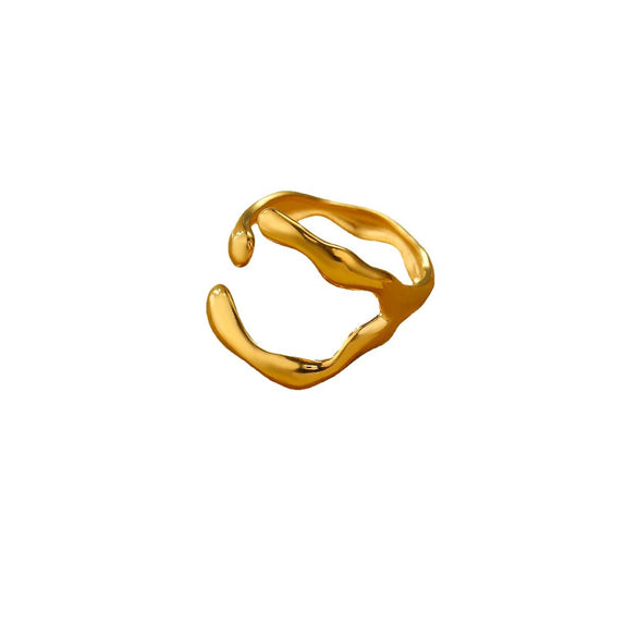 Wholesale Stainless Steel Irregular Geometric Shaped Opening Ring And Bracelet With Electroplating For Women