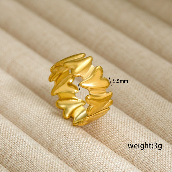 Wholesale Stainless Steel Irregular Love Ring With Heart Shape Bow Tie Geometric Pattern Electroplated For Women