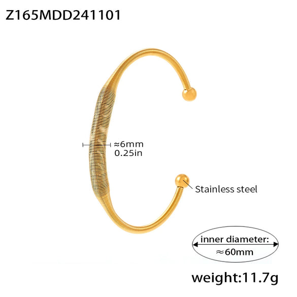Wholesale Stainless Steel Irregular Opening Spring Wire Bracelet Pvd Plated Simple Geometric Jewelry