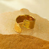 Wholesale Stainless Steel Irregular Pleated Open Ring With Geometric Pattern For Women Electroplated Minimalist Style