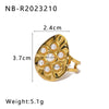 Wholesale Stainless Steel Irregular Round Inlaid Pearl Pendant With Geometric Pattern And 18K Furnace Vacuum Plating Unisex