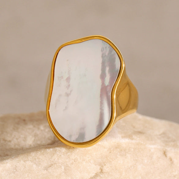 Wholesale Stainless Steel Irregular White Ring With Geometric Pattern And Electroplating For Women