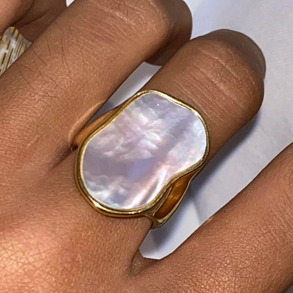 Wholesale Stainless Steel Irregular White Ring With Geometric Pattern And Electroplating For Women