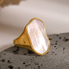 Wholesale Stainless Steel Irregular White Ring With Geometric Pattern And Electroplating For Women