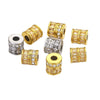 Wholesale Stainless Steel Jewelry Accessories Cylindrical Block Beads With 18K Gold Plating And Hao Stone Inlay Handmade