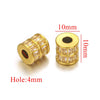 Wholesale Stainless Steel Jewelry Accessories Cylindrical Block Beads With 18K Gold Plating And Hao Stone Inlay Handmade