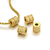 Wholesale Stainless Steel Jewelry Accessories Cylindrical Block Beads With 18K Gold Plating And Hao Stone Inlay Handmade