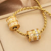 Wholesale Stainless Steel Jewelry Accessories Cylindrical Block Beads With 18K Gold Plating And Hao Stone Inlay Handmade