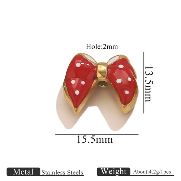 Wholesale Stainless Steel Jewelry Accessories Dripping Oil Bow Pendant For Bracelet