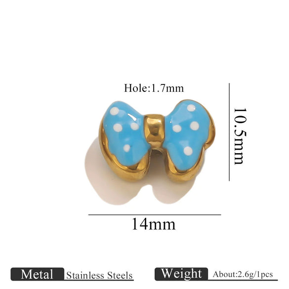 Wholesale Stainless Steel Jewelry Accessories Dripping Oil Bow Pendant For Bracelet