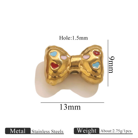 Wholesale Stainless Steel Jewelry Accessories Dripping Oil Bow Pendant For Bracelet