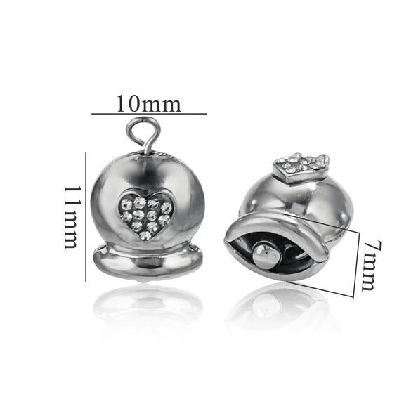 Wholesale Stainless Steel Jewelry Christmas Decoration Metal Small Bell And Peach Heart Pendant For Diy Titanium Steel Bracelet Electroplated Waterproof