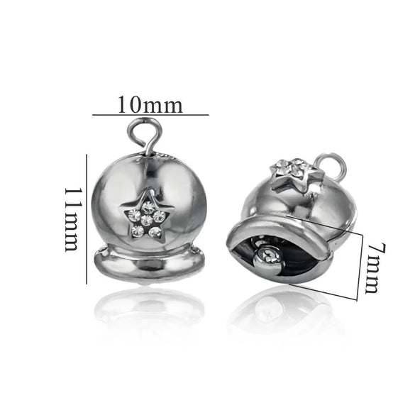 Wholesale Stainless Steel Jewelry Christmas Decoration Metal Small Bell And Peach Heart Pendant For Diy Titanium Steel Bracelet Electroplated Waterproof