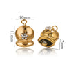 Wholesale Stainless Steel Jewelry Christmas Decoration Metal Small Bell And Peach Heart Pendant For Diy Titanium Steel Bracelet Electroplated Waterproof
