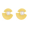 Wholesale Stainless Steel Jewelry Earrings Retro Fashion Metal Fan Box Pearl Accessories Electroplated For Women