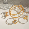 Wholesale Stainless Steel Jewelry Electroplated Geometric Ring And Earrings