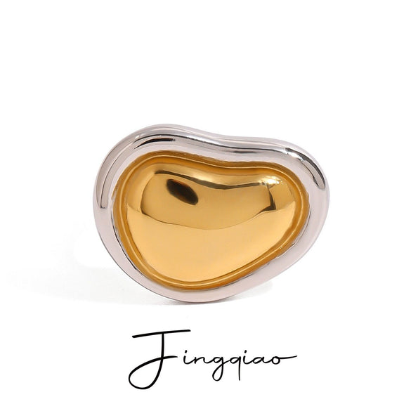 Wholesale Stainless Steel Jewelry Electroplated Irregular Love Ring With Gold And Silver Color Matching For Women