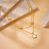 Wholesale Stainless Steel Jewelry Necklace Goldplated Flower Double Chain Retro Fashion Style