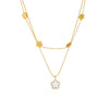 Wholesale Stainless Steel Jewelry Necklace Goldplated Flower Double Chain Retro Fashion Style