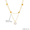 Wholesale Stainless Steel Jewelry Necklace Goldplated Flower Double Chain Retro Fashion Style