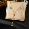 Wholesale Stainless Steel Jewelry Necklace With Flower Rhombus Pendant Electroplating For Women