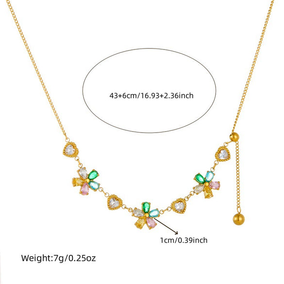 Wholesale Stainless Steel Jewelry Plants And Flowers Pattern Electroplated Women's Finger Bracelet Necklace