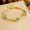 Wholesale Stainless Steel Jewelry Plants And Flowers Pattern Electroplated Women's Finger Bracelet Necklace