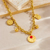Wholesale Stainless Steel Jewelry Set Multielement Round Sun Pendant Electroplated For Women Necklace Bracelet