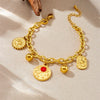 Wholesale Stainless Steel Jewelry Set Multielement Round Sun Pendant Electroplated For Women Necklace Bracelet