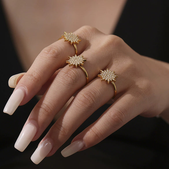 Wholesale Stainless Steel Jewelry Set With 5A Zircon Sunburst Design Electroplating For Women