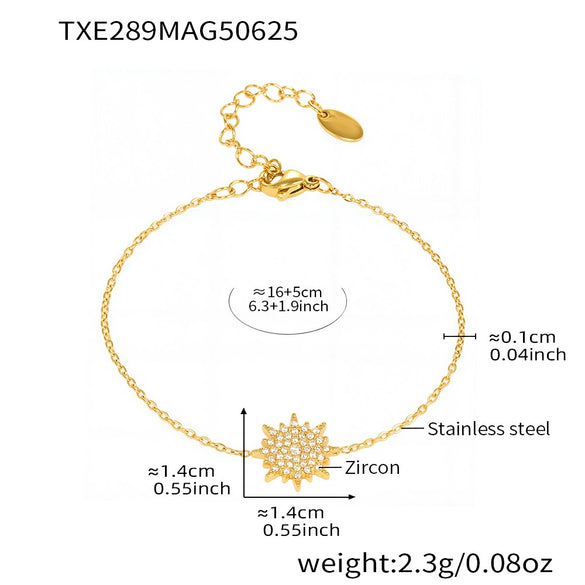 Wholesale Stainless Steel Jewelry Set With 5A Zircon Sunburst Design Electroplating For Women
