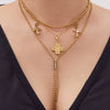 Wholesale Stainless Steel Jewelry Set With Cross Crown Roman Numerals Electroplated Necklaces And Bracelets For Women