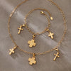 Wholesale Stainless Steel Jewelry Set With Cross Crown Roman Numerals Electroplated Necklaces And Bracelets For Women