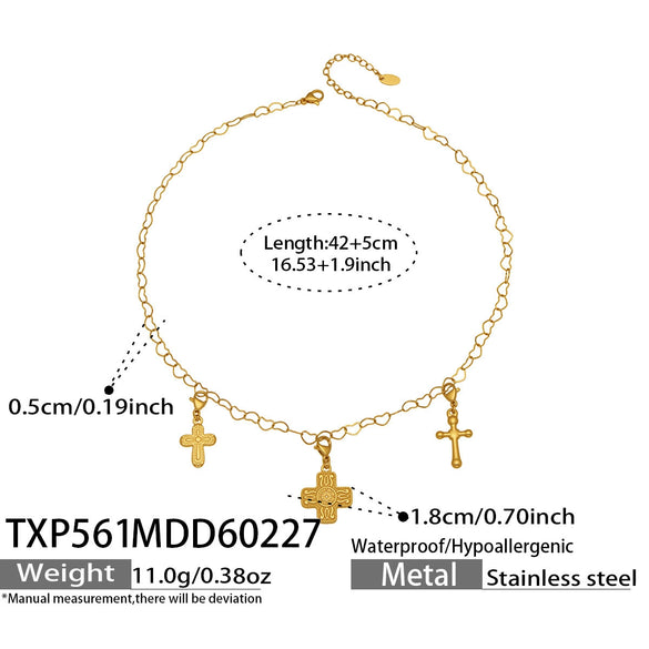 Wholesale Stainless Steel Jewelry Set With Cross Crown Roman Numerals Electroplated Necklaces And Bracelets For Women