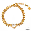 Wholesale Stainless Steel Jewelry Set With Love Shell Bracelet Snake Earrings Cuban Chain Zircon Necklace Electroplated For Women