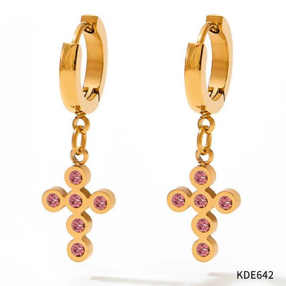 Wholesale Stainless Steel Jewelry Set With Love Shell Bracelet Snake Earrings Cuban Chain Zircon Necklace Electroplated For Women