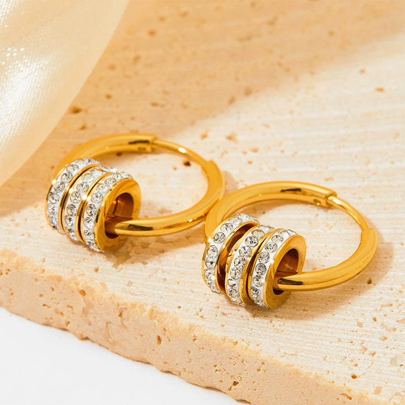 Wholesale Stainless Steel Jewelry Set With Love Shell Bracelet Snake Earrings Cuban Chain Zircon Necklace Electroplated For Women