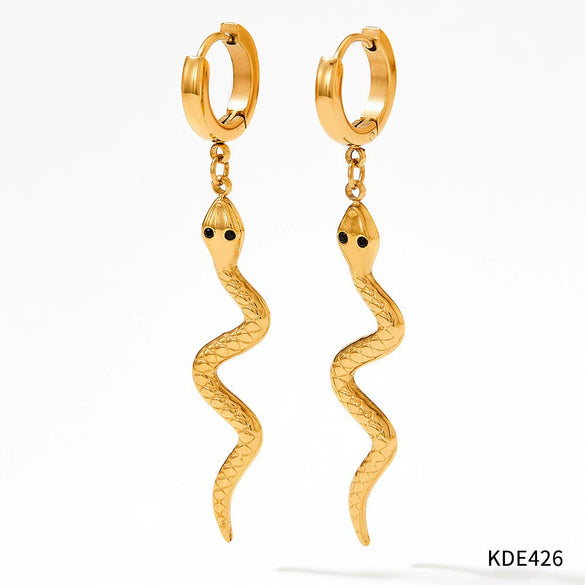 Wholesale Stainless Steel Jewelry Set With Love Shell Bracelet Snake Earrings Cuban Chain Zircon Necklace Electroplated For Women