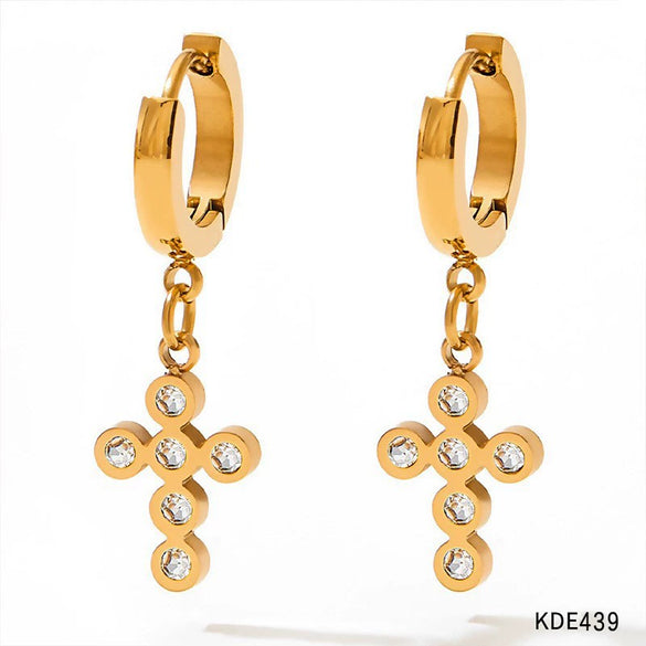 Wholesale Stainless Steel Jewelry Set With Love Shell Bracelet Snake Earrings Cuban Chain Zircon Necklace Electroplated For Women