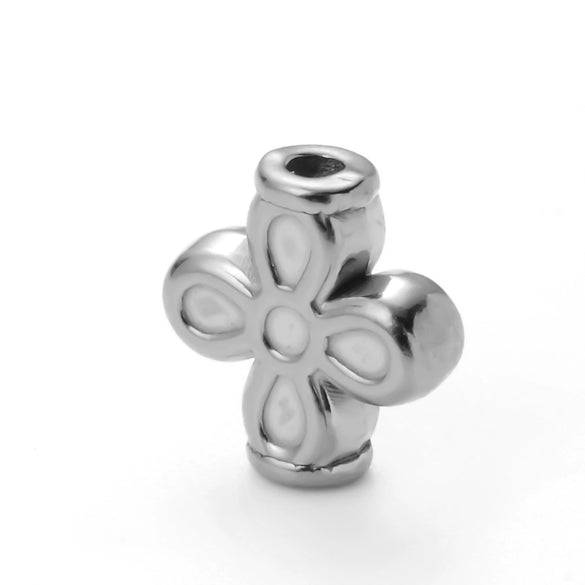 Wholesale Stainless Steel Jewelry Spacer Beads Accessories With Retro Cross Round Flower Conch Pattern And Colorpreserving Casting Electroplating Process