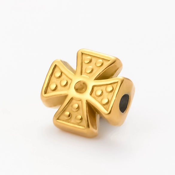 Wholesale Stainless Steel Jewelry Spacer Beads Accessories With Retro Cross Round Flower Conch Pattern And Colorpreserving Casting Electroplating Process