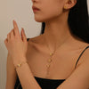 Wholesale Stainless Steel Jewelry Suit For Women With Love Water Drops Bell Patterns 18K Gold Plated