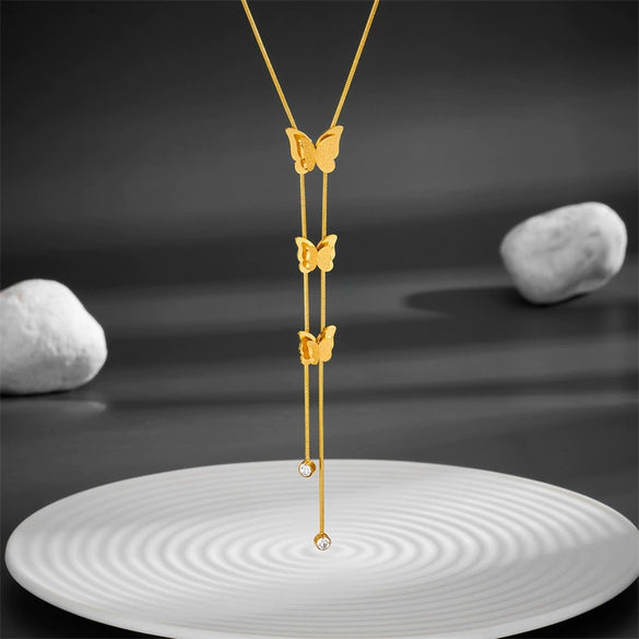Wholesale Stainless Steel Jewelry Suit For Women With Love Water Drops Bell Patterns 18K Gold Plated