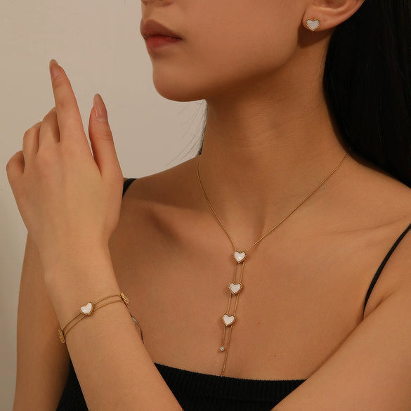 Wholesale Stainless Steel Jewelry Suit For Women With Love Water Drops Bell Patterns 18K Gold Plated