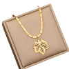 Wholesale Stainless Steel Jewelry Suit With Leaf And Flower Pendant Electroplated Fashionable And Personalized