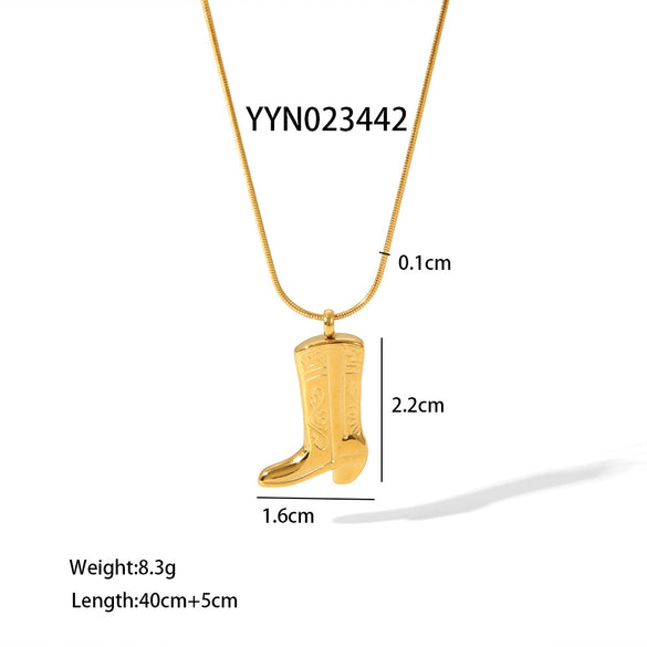 Wholesale Stainless Steel Jewelry With Boots Pattern Pendant And Snake Bone Chain Electroplated For Unisex