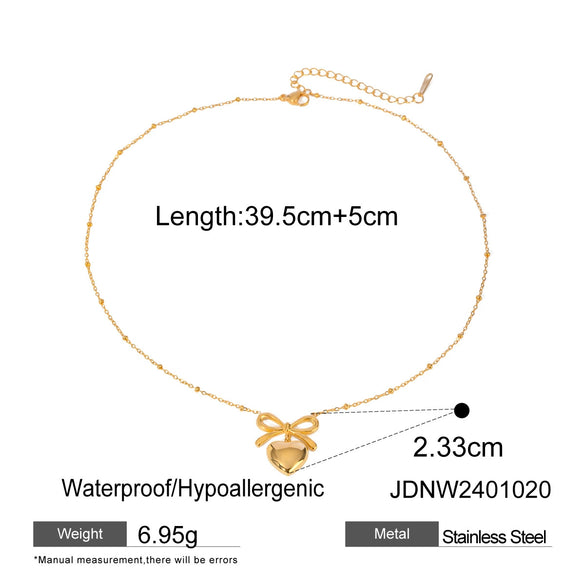 Wholesale Stainless Steel Jewelry With Bow Design Geometric Pattern Electroplated Zircon Earrings And Titanium Steel Ring For Women