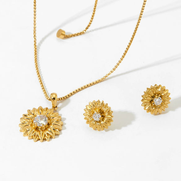 Wholesale Stainless Steel Jewelry With Flower Pendant And Zircon Featuring Stars Sun Moon Clouds Universe Pattern Electroplated For Women